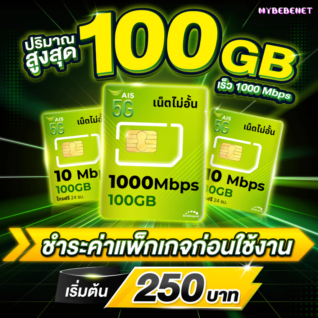 AIS ซิมเทพ เอไอเอส เน็ตไม่อั้น 10 Mbps + โทรฟรีทุกเครือข่าย [จำกัดทั้งร้านไม่เกิน 1 ซิม/ท่าน] ชำระค่าแพ็กเกจก่อนใช้