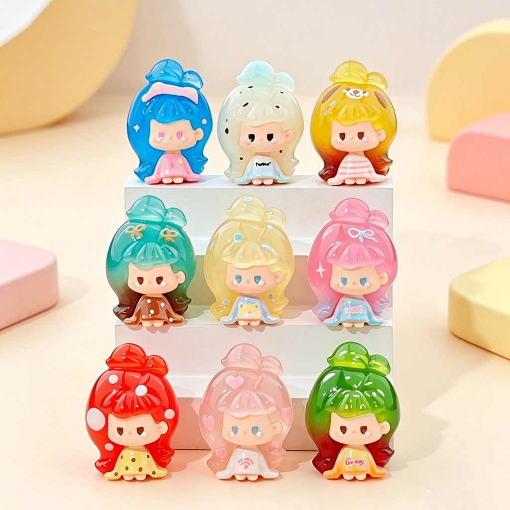 พร้อมส่ง ของตกแต่ง สะสม DIY เด็กผู้หญิงเรืองแสง (1 SET 9 ตัว)