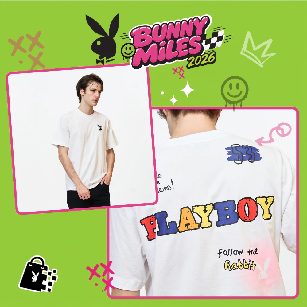 PLAYBOY 05PB เสื้อยืด เสื้อผ้าผู้ชาย/เสื้อ/เสื้อยืดสีขาว รุ่น P1MT265TB031WH