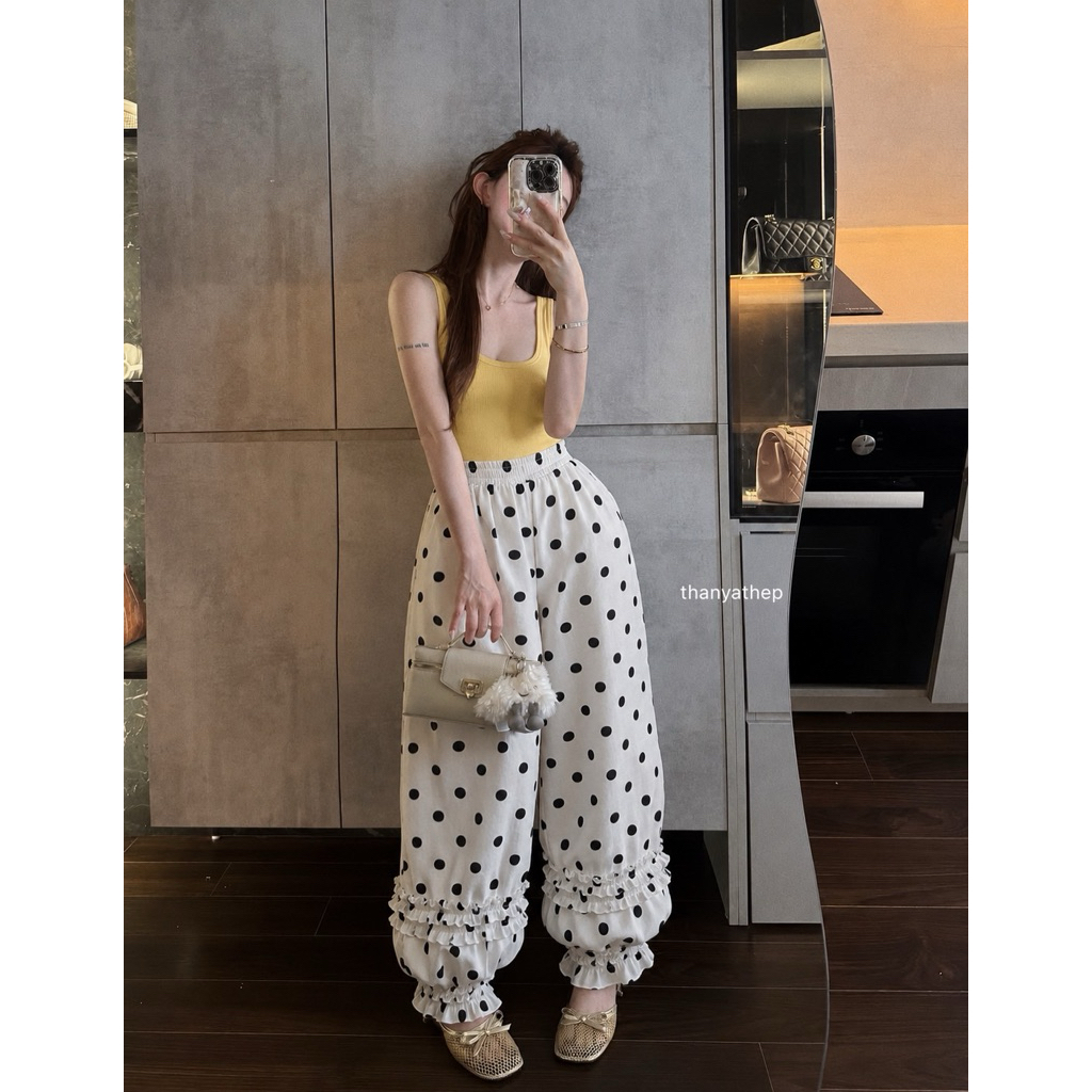 hmwe shop เซท2ชิ้นแบบลูกคุณ เสื้อกล้ามมาพร้อมกางเกงบอลลูนขายาวใส่แล้วคุณหนูมาก ดือมากๆๆ