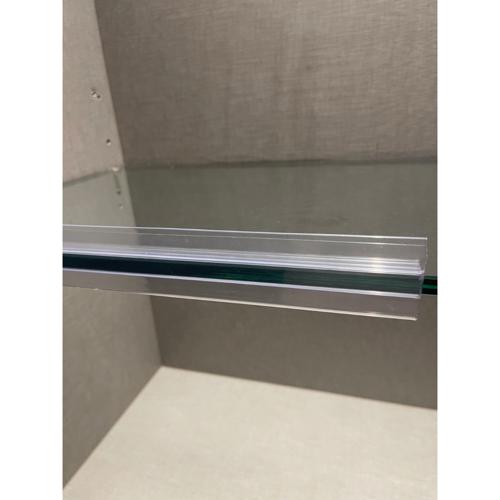 ป้ายราคาติด Shelf กระจก สีใส กว้าง 4 ซม ยาว 1.20 ม,เสียบกลาง เสียบล่าง