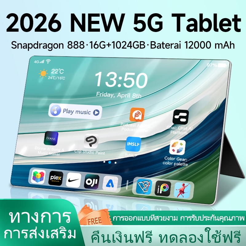 【COD รับประกัน 5 ปี】แท็บเล็ต OPPO รุ่นใหม่ปี 2026 | หน้าจอ 12 นิ้ว | ระบบ Android14 | พื้นที่จัดเก็บ 16GB+1024GB รองรับซ