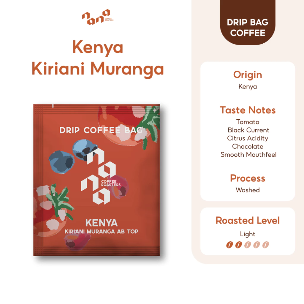 กาแฟดริป Drip Bag คั่วอ่อน แบบซอง - Kenya Kiriani Muranga AB Top by Nana Coffee Roasters