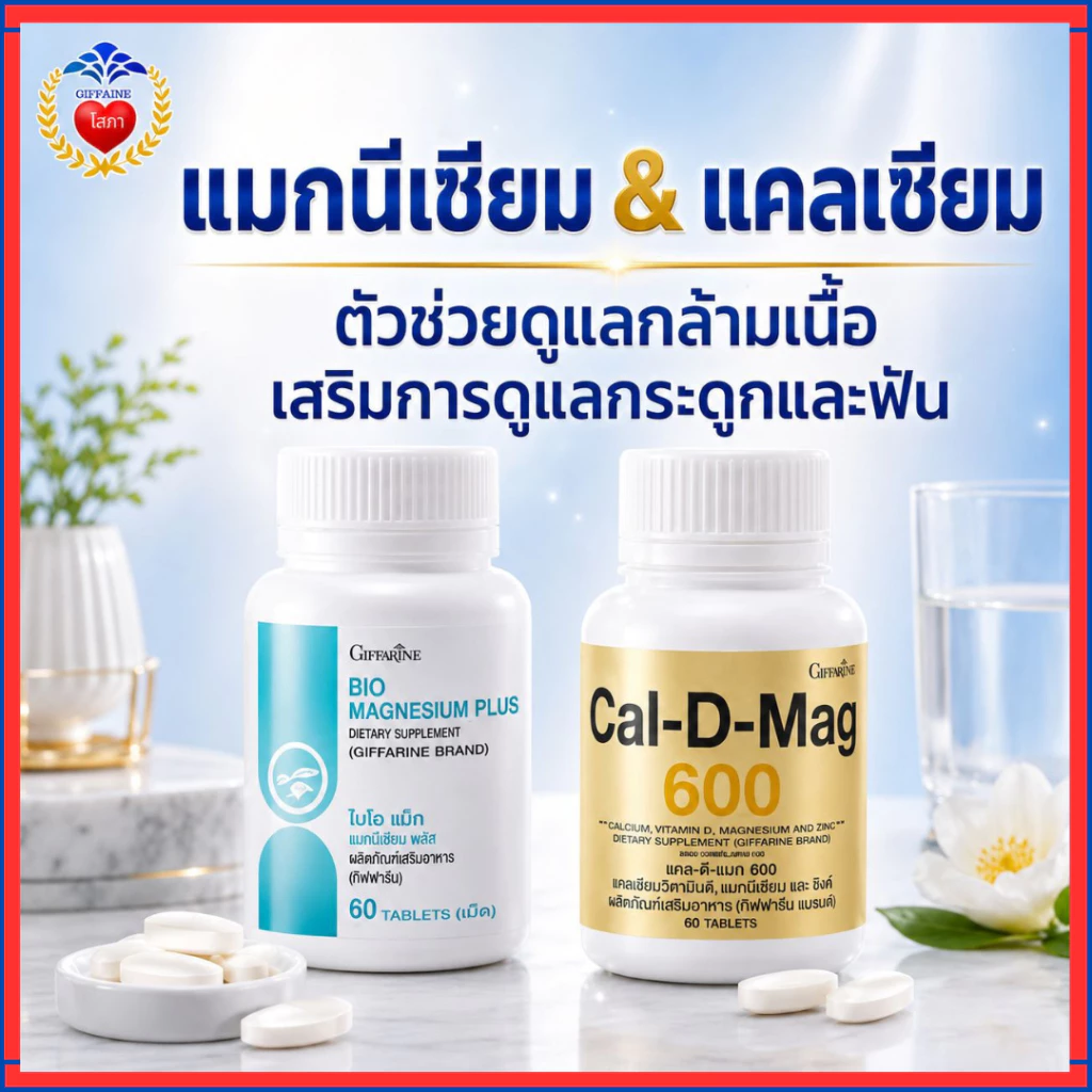 กิฟฟารีน วิตามิน ลดตะคริว คลายกล้ามเนื้อ บำรุง กระดูก ลดปวดเมื่อย แมกนีเซียม แคลเซียม