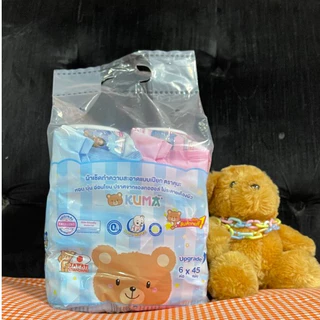รุ่นใหม่ แพ็ค 6 ห่อ ทิชชู่เปียกคุมะ รุ่นฝาเปิด 45 แผ่น รวม 270 แผ่น KUMA เปียก