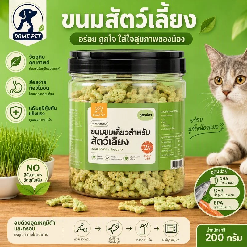 บิสกิตเเมว ขนมเมว ขนมสัตว์เลี้ยง คุกกี้เเมวรสมิ้น กลิ่นใบมินต์ ช่วยสำรอกก้อนขน รูปร่างปลาขนาดเล็ก