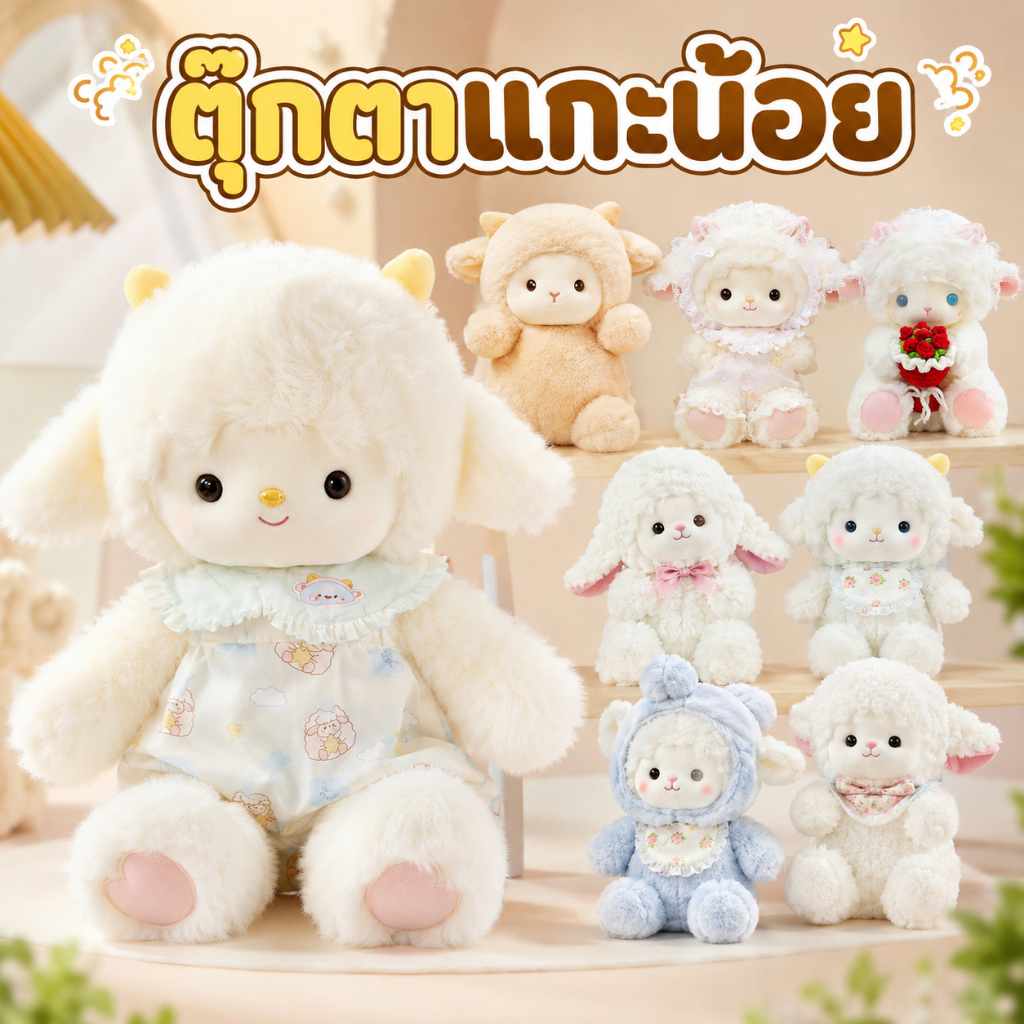 COD ตุ๊กตาแพะนุ่มนิ่ม ขนนุ่มฟู ตุ๊กตาน่ารัก ดีไซน์พิเศษ น่าเอ็นดู ขนาด 30/35 ซม. เหมาะเป็นของขวัญวันเกิดสุดน่ารัก