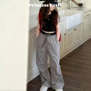 PRINCESS KESLI 2-15 ปี กางเกงเด็กผู้หญิง กางเกงลำลองเด็กขายาว ขากว้าง สไตล์เกาหลี กางเกงคาร์โก้เด็ก ใส่สบาย ฤดูร้อน