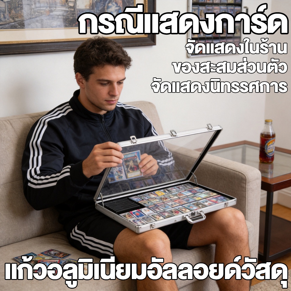 กล่องแสดงการ์ด ทำจากอลูมิเนียมอัลลอยด์พรีเมียม  ทนทานสำหรับสะสมและตกแต่ง Memoria