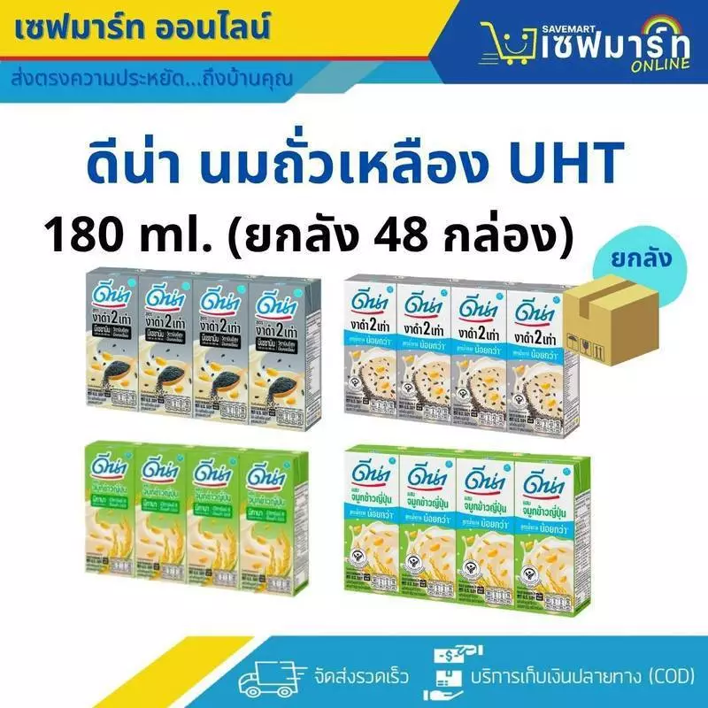 ดีน่า นมถั่วเหลือง งาดำ 2 เท่า UHT 180 ml.X48 กล่อง (ยกลัง)
