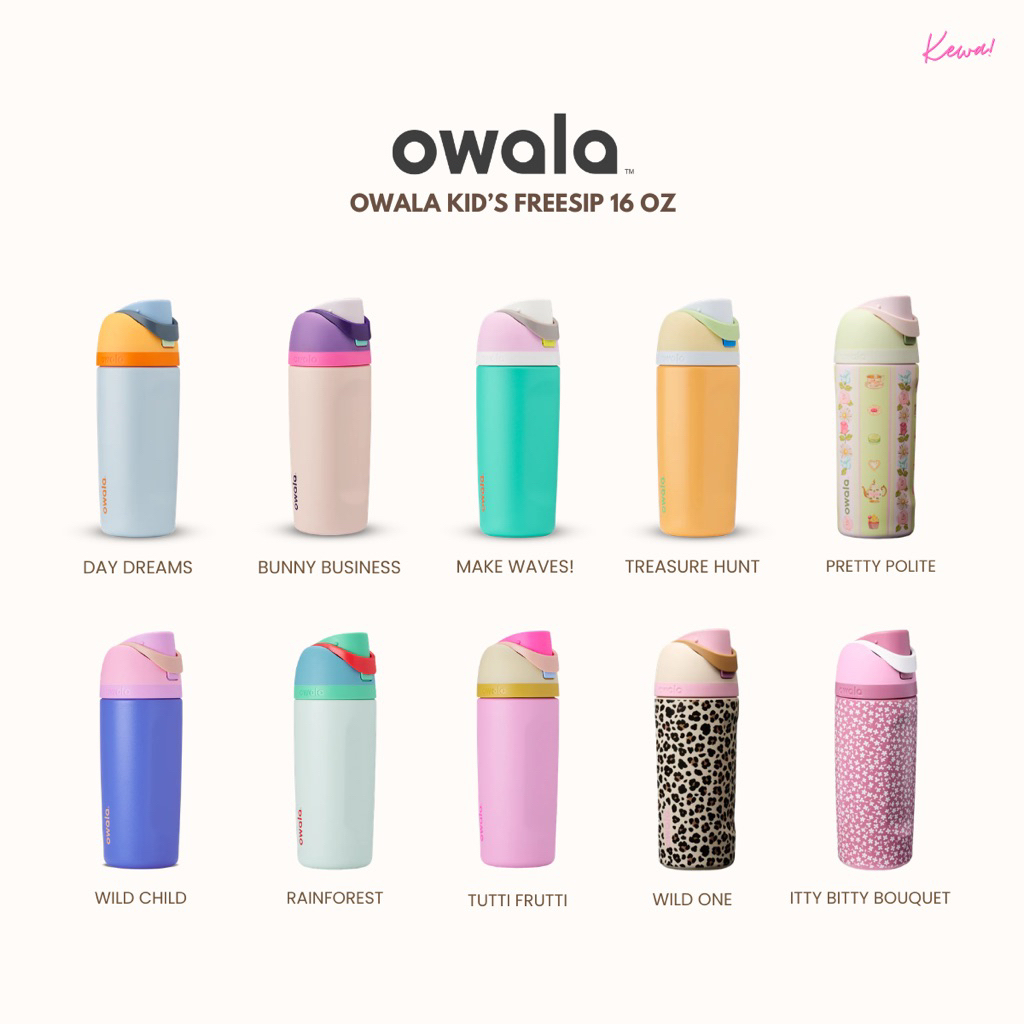 (พร้อมส่ง) Owala Kids' Freesip 16oz ขวดน้ำเก็บความเย็น