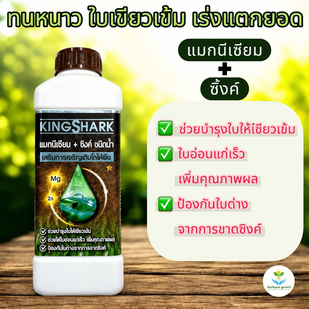 KINGSHARK ปุ๋ย แมกนีเซียม + ซิ้งค์ (เร่งแตกยอด ใบเขียวเข้ม) ขนาด 1 ลิตร (S1)