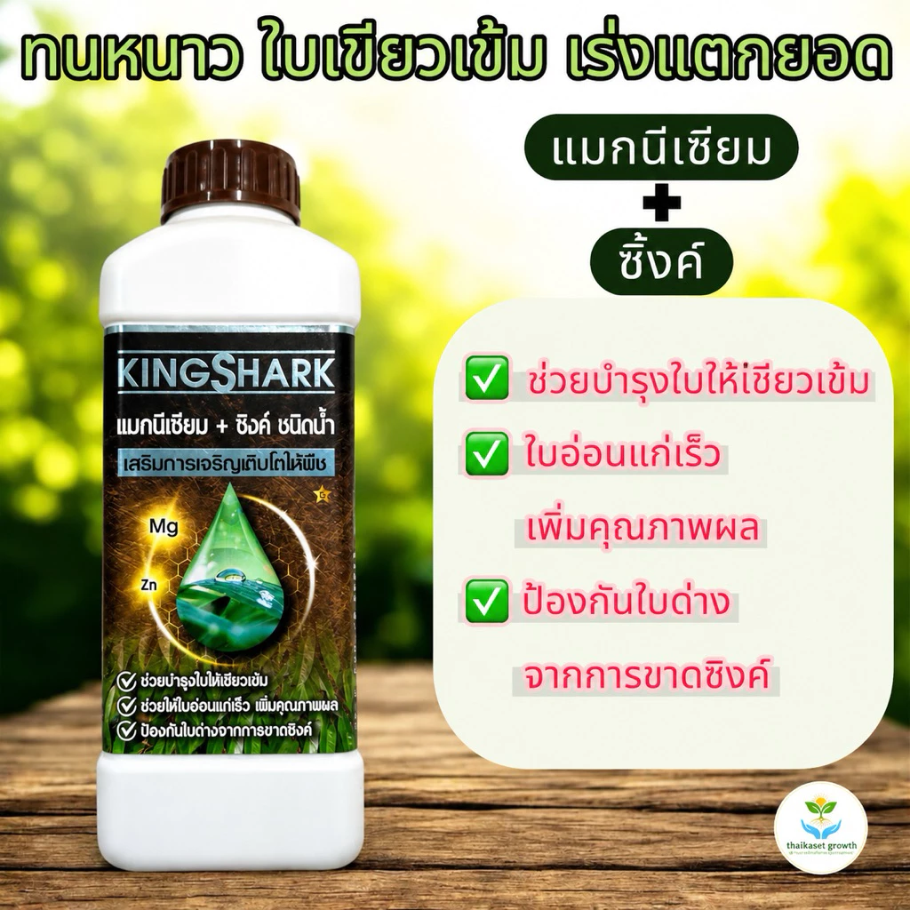 KINGSHARK ปุ๋ย แมกนีเซียม + ซิ้งค์ (เร่งแตกยอด ใบเขียวเข้ม) ขนาด 1 ลิตร (S1)