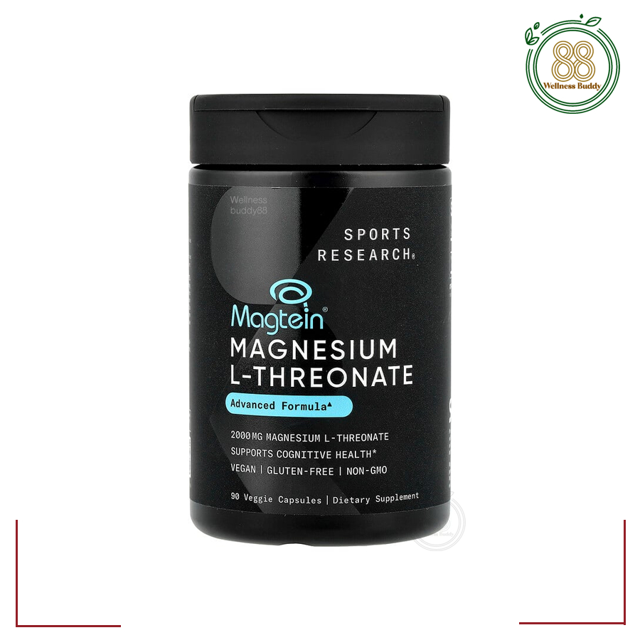 Sports Research, Magtein®, Magnesium L-Threonate, 90 Veggie Capsules (666 mg per Capsule)