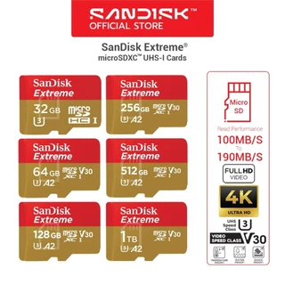 SANDISK EXTREME Micro SD Card 128GB 64GB 32GB SDXC A2 U3 190/90mb/s* (SDSQXAH) Memory for gopro