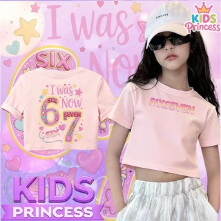 COD (จัดส่งตลอด 24 ชั่วโมง) เสื้อครอปเด็กผู้หญิง แขนสั้น ลายโบว์ เสื้อยืดแฟชั่นเด็ก สไตล์เกาหลี น่ารัก หวานๆ