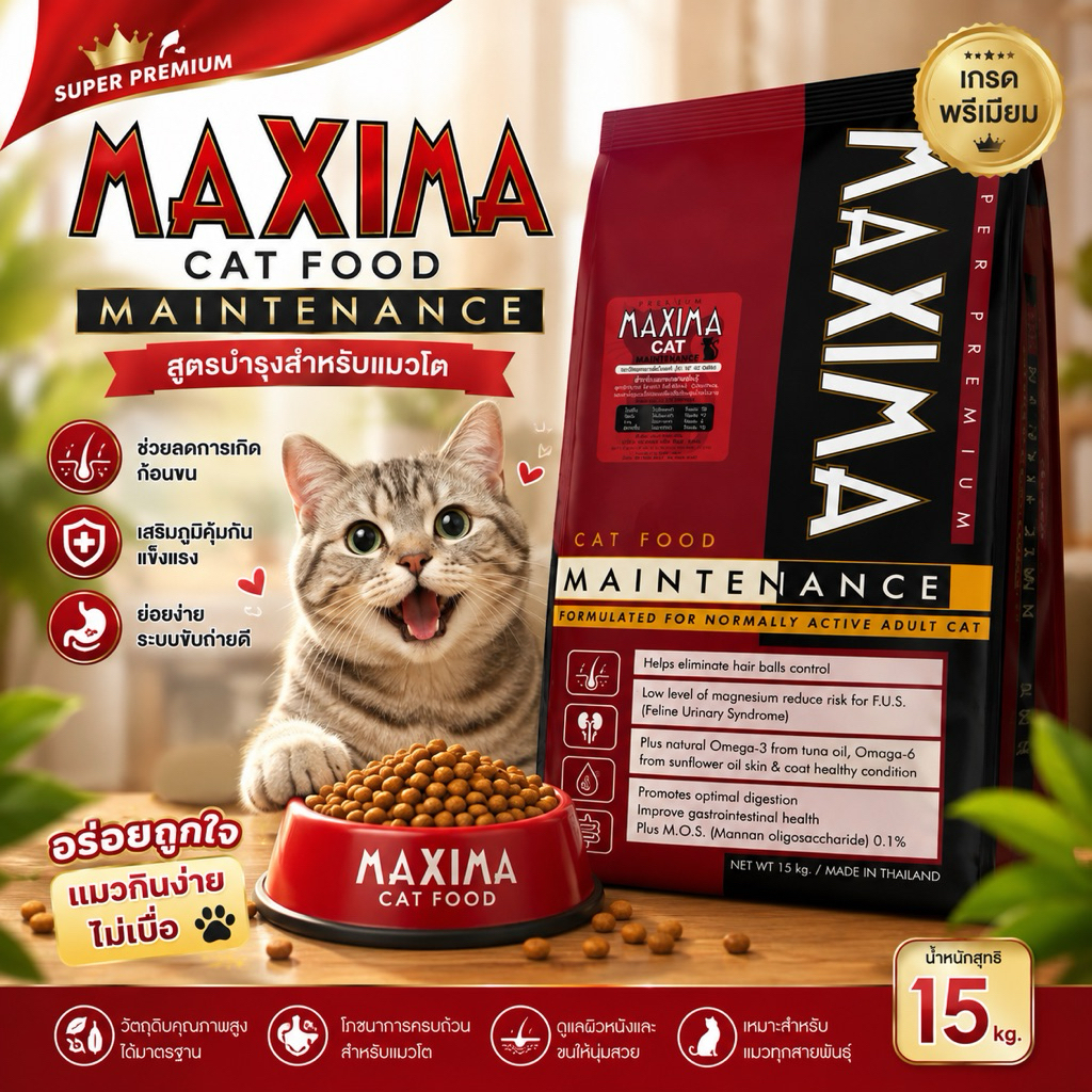 อาหารแมวแม็กซิม่า(Maxima cat food)15kg.