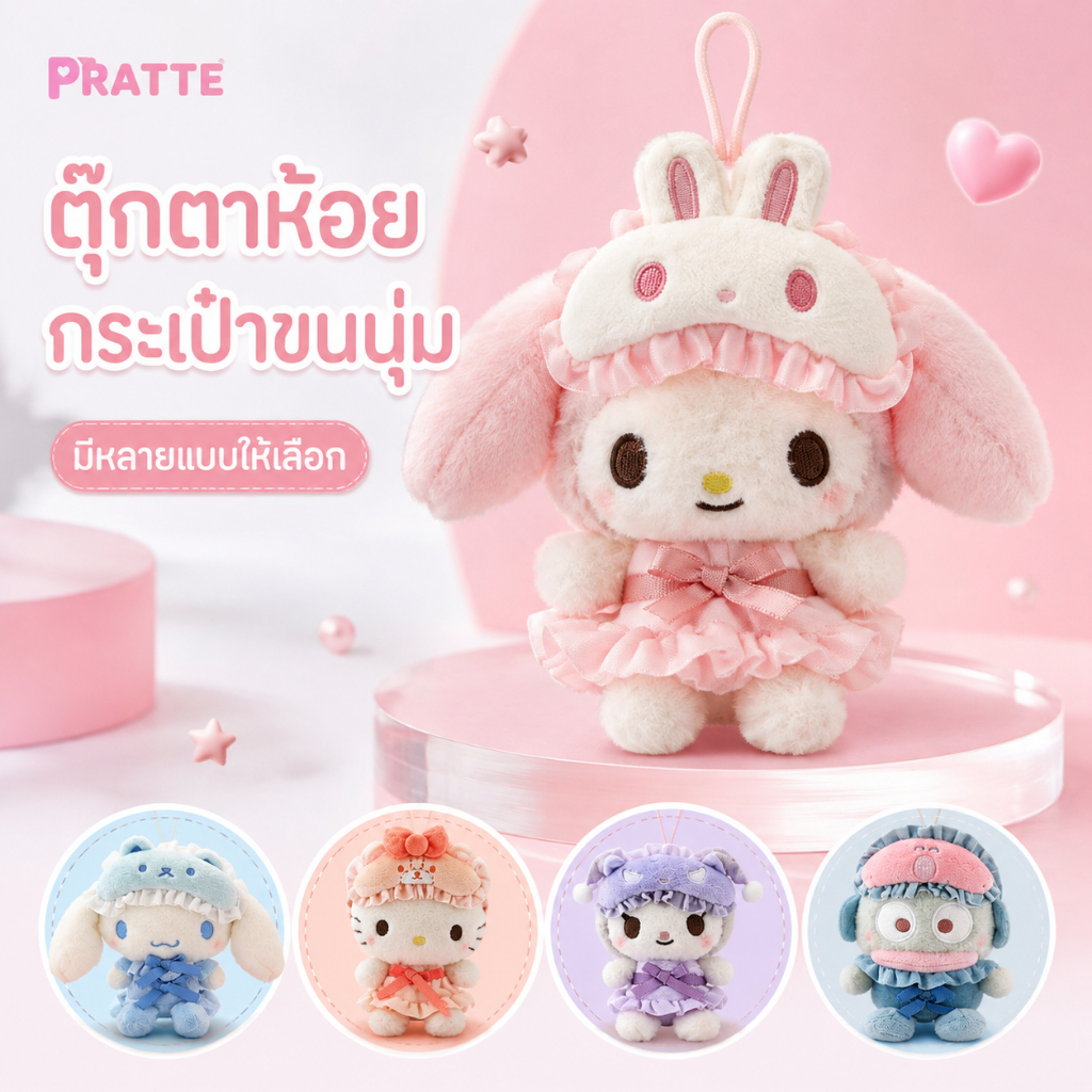 Pratte🌸 ตุ๊กตาแฟนซีชุดนอน หลายสีให้เลือก ตุ๊กตาแขวนตกแต่งกระเป๋า สไตล์เกาหลีน่ารัก