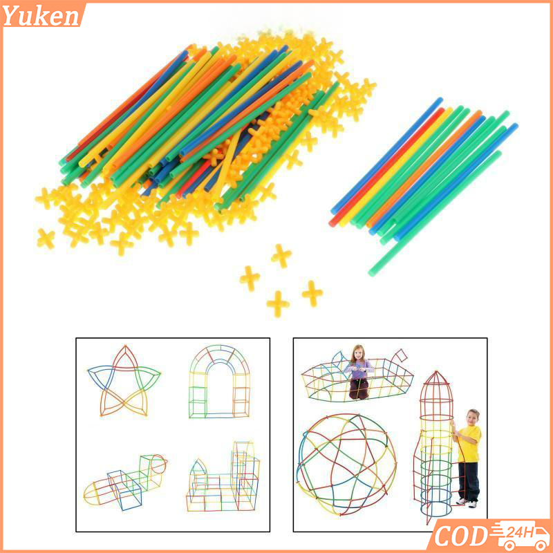 ของเล่นตัวต่อหลอดปลายเปิด แบบหนา ชุดอาคาร Constructor สำหรับเด็กชายหญิง เสริมการเรียนรู้และความคิดสร้างสรรค์