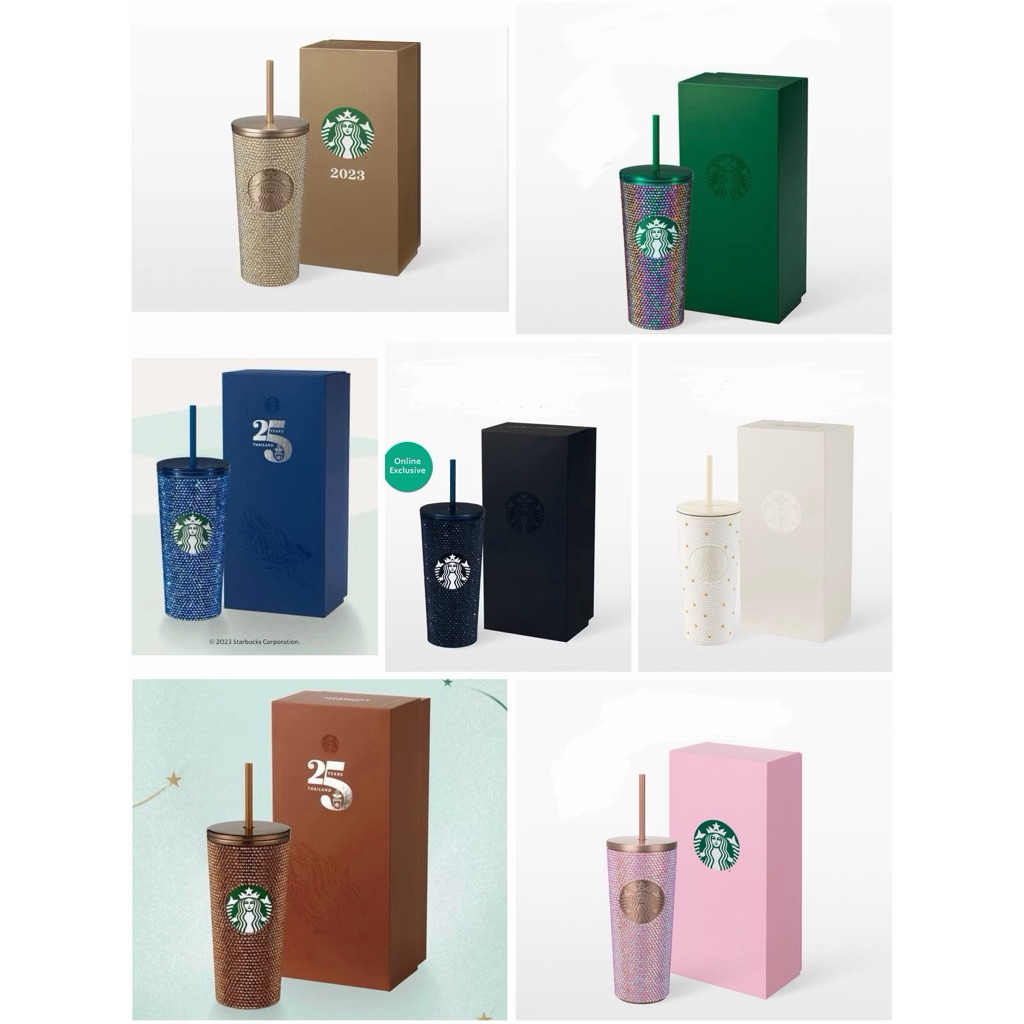 Starbucks Tropical pink 20oz, Copper, Blue, Gold, Metallic Rainbow Green, Blue Rhinestone, White&Gold, Symphony Blue