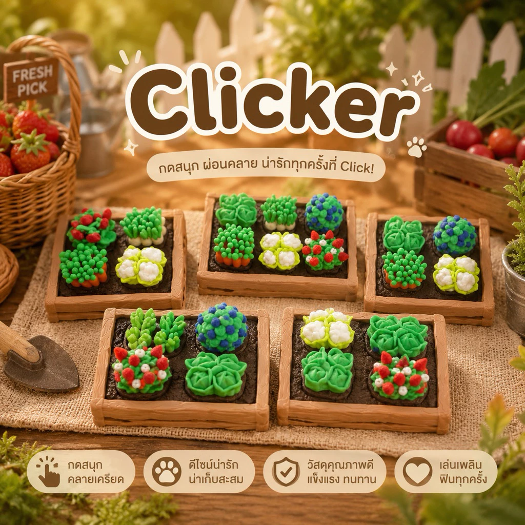 [3D Print] Clicker(คลิกเกอร์)กระบะแปลงผักจิ๋ว สไตล์ฟาร์มมินิมอล ของตกแต่งโต๊ะคอม ของขวัญสายคิวท์ - Nowดินสอ⁠
