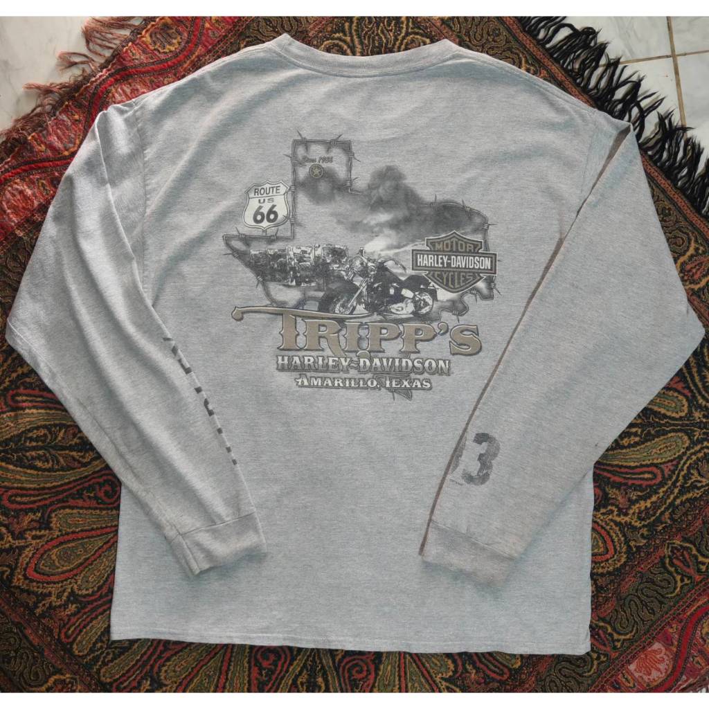 เสื้อแขนยาว Harley-Davidson Tripp's Amarillo Texas Route 66 Vintage
