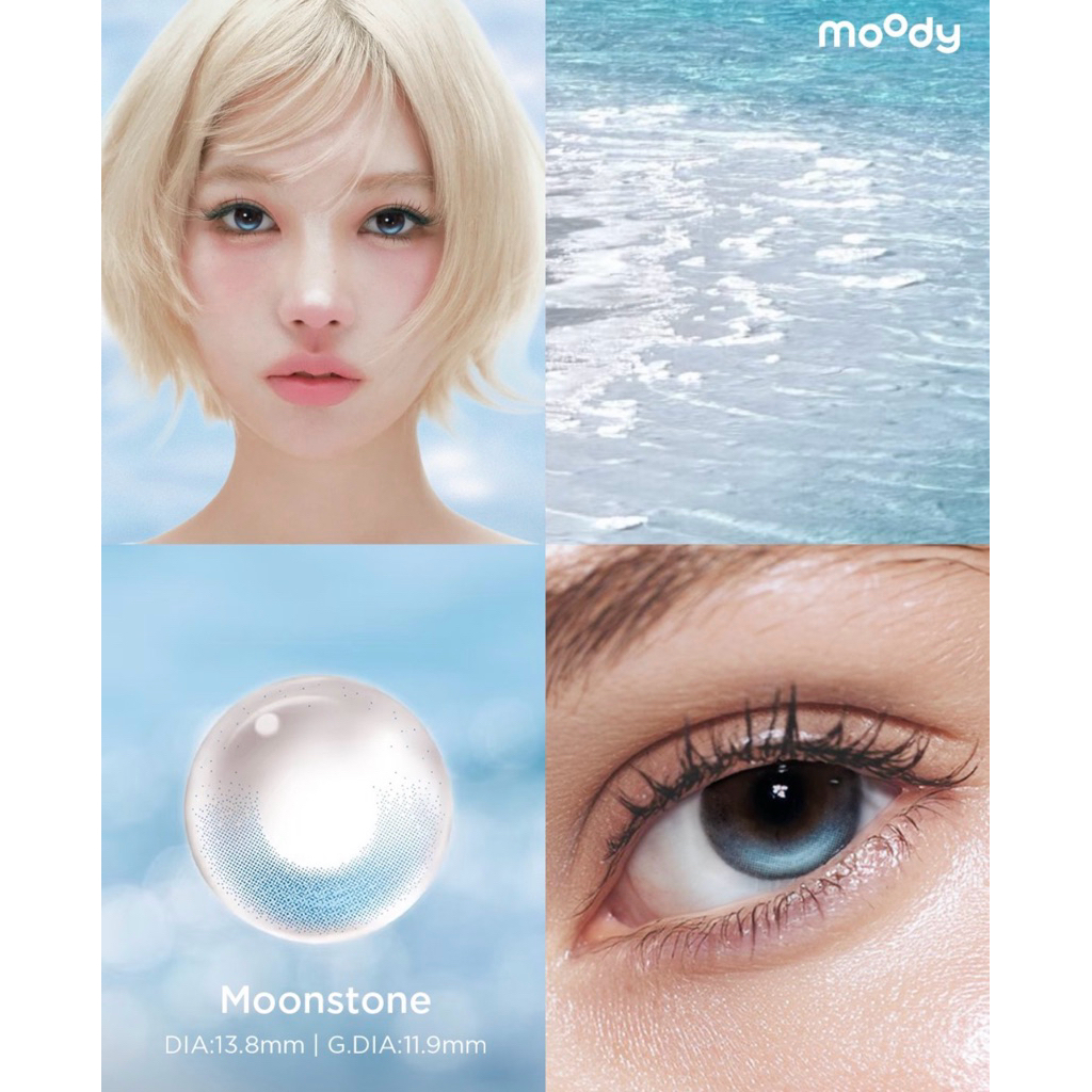 [แบ่งขาย] คอนแทคเลนส์รายวัน Moody Glowylock เลนส์ล็อคไม่หมุน สี moonstone