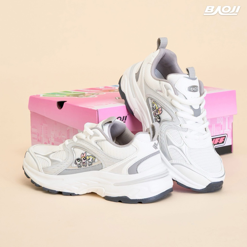 BAOJI บาโอจิ The Powerpuff Girls รุ่น DPW-PG03  รองเท้าผ้าใบผู้หญิง แฟชั่น พื้นหนา ใส่สบาย น้ำหนักเบา