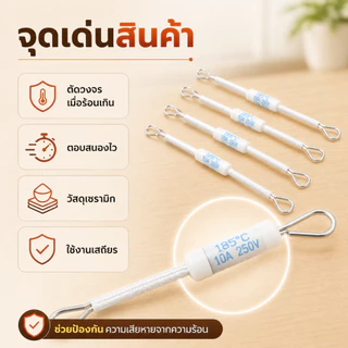 [Fast Ship]ฟิวส์ตัดความร้อน185องศา10A RF250V 10ชิ้น, ฟิวส์อุณหภูมิเซรามิก RF 250V สำหรับหม้อหุงข้าวไฟฟ้าป้องกันความต้านท