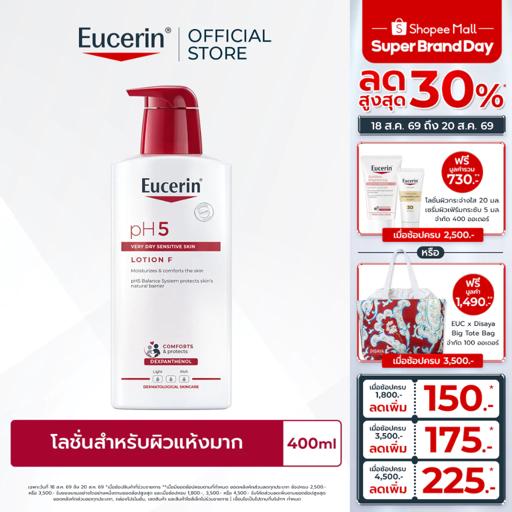 Eucerin pH5 VERY DRY SENSITIVE SKIN LOTION F 400 ML ยูเซอริน โลชั่นบำรุงผิว สำหรับผิวแห้งมาก