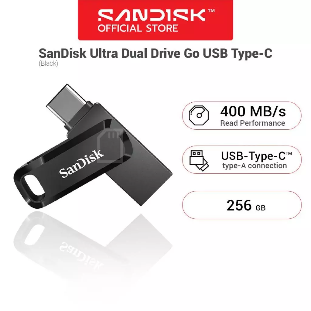 SanDisk Ultra Dual Drive Go 256GB USB3.1 Gen1 Flash Drive TypeC Speed 400mb/s(SDDDC3-256G-G46)แฟลชไดรฟ์ ประกัน 5ปีSynnex