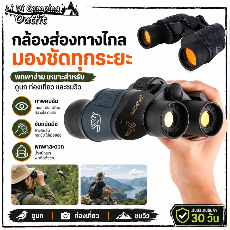 60x60 3000 เมตร HD กล้องส่องทางไกลที่มีประสานงานกล้องโทรทรรศน์สำหรับการล่าสัตว์ที่มีแสงน้อยคืนวิสัยทัศน์กล้องโทรทรรศน์