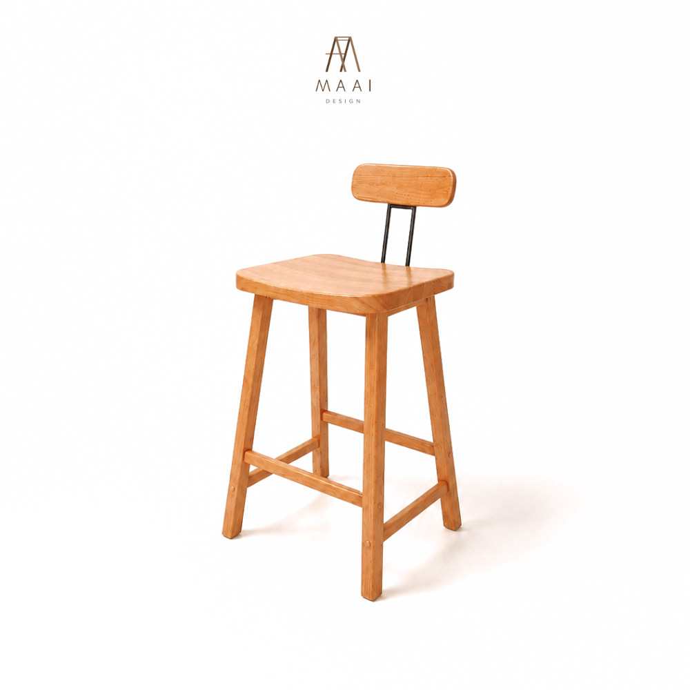 MAAI Design Soru bar stool ที่นั่งสูง61cm เก้าอี้นั่งสตูล สไตล์ญี่ปุ่น พร้อมพนักพิง