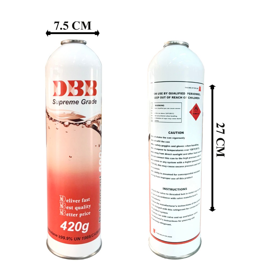 R600a DBB สารทำความเย็น,น้ำยาแอร์ R600a 420gพร้อมหัวต่ออลูมิเนียม