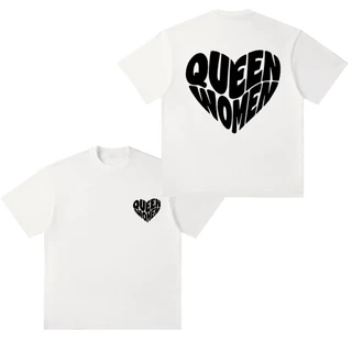 BOOM 2026รุ่นใหม่ เสื้อยืดผ้าฝ้าย oversize สีดำขาว ทูโทน แขนสั้น ลายตัวอักษรหัวใจ สำหรับชายผู้หญิง