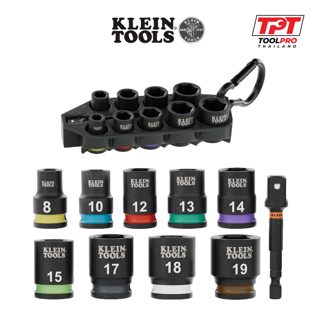 Klein Tools ชุดลูกบล็อกลม Grab-And-Go Impact Socket Set, Metric, 10-Piece (33809M)
