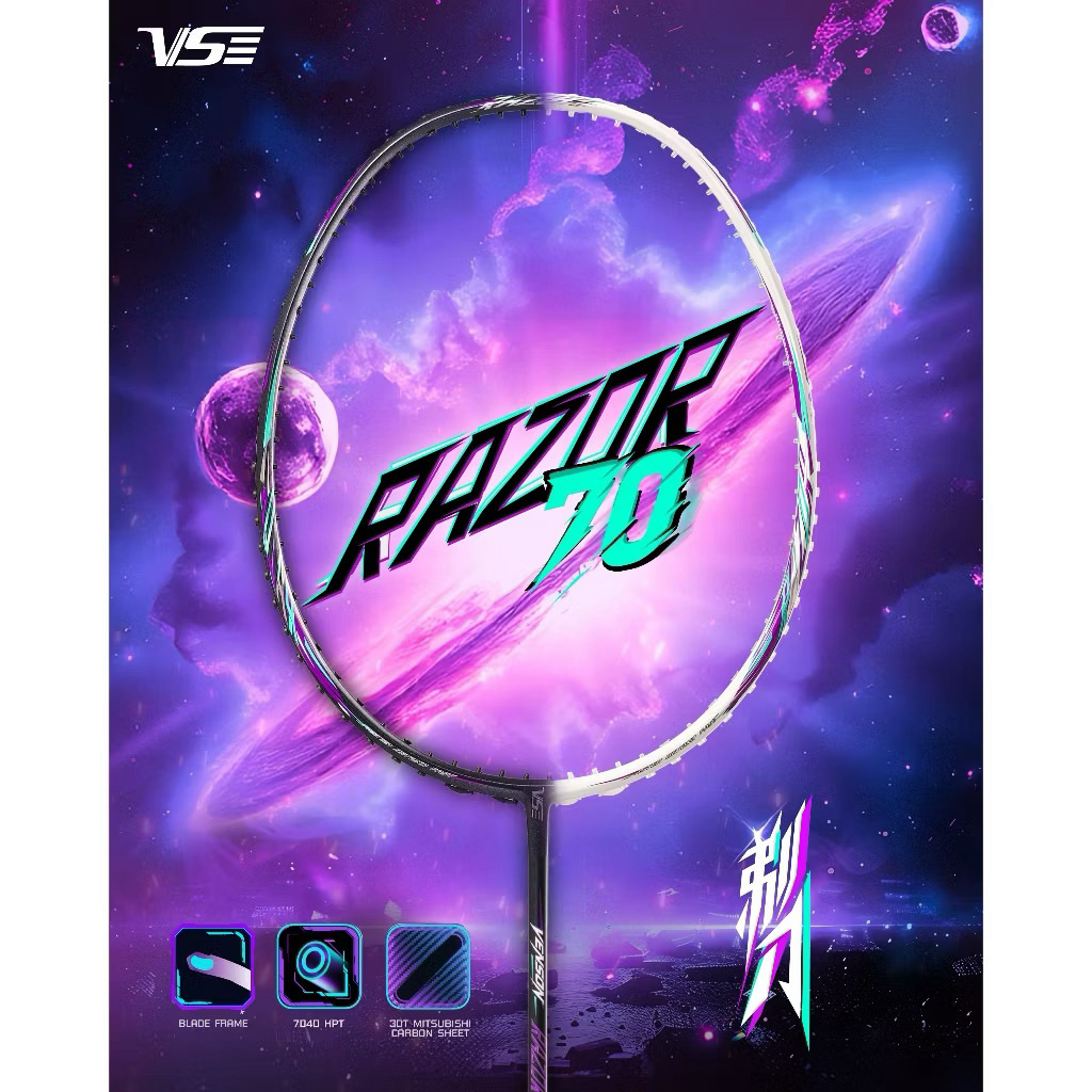 VS ไม้แบดมินตัน RAZOR 70 แถมเอ็น กริป ซอง (พร้อมใบรับประกันบริษัท)
