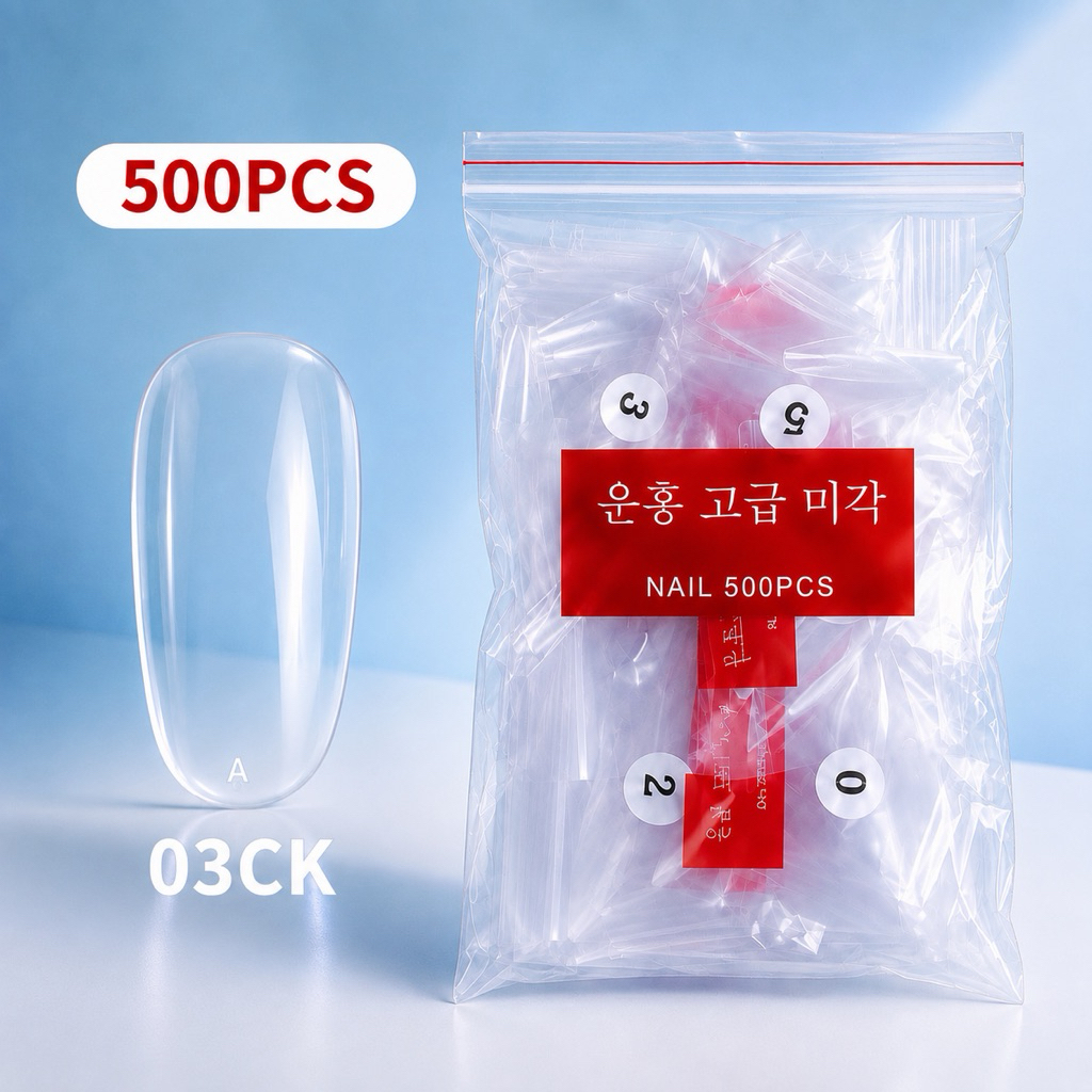 Palyo เล็บปลอม PVC 500 ชิ้น ครบเบอร์ 0-9 หลายทรง สีใส/สีขุ่น สำหรับต่อเล็บ DIY