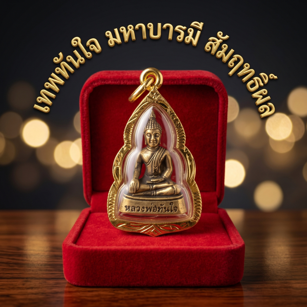 จี้หลวงพ่อทันใจ องค์หลวงพ่อทันใจ เลี่ยมกรอบทองชุบกันน้ำ รุ่นสัมฤทธิ์ผลมหาบารมี เสริมโชคลาภ การงานสำเร็จทันใจ