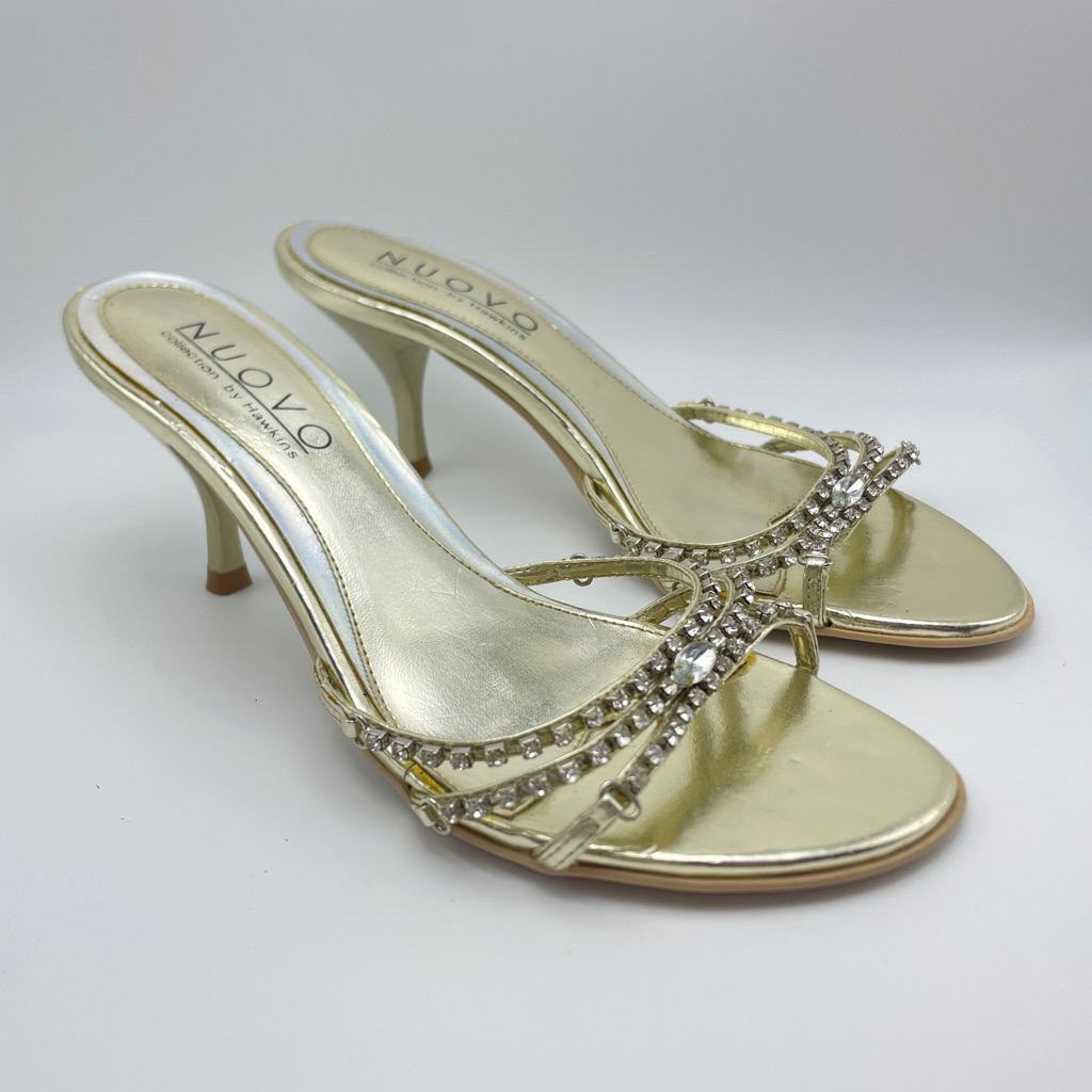 รองเท้าแตะหนังสีทอง NUOVO Size 36 *สินค้ามือสองจากญี่ปุ่น