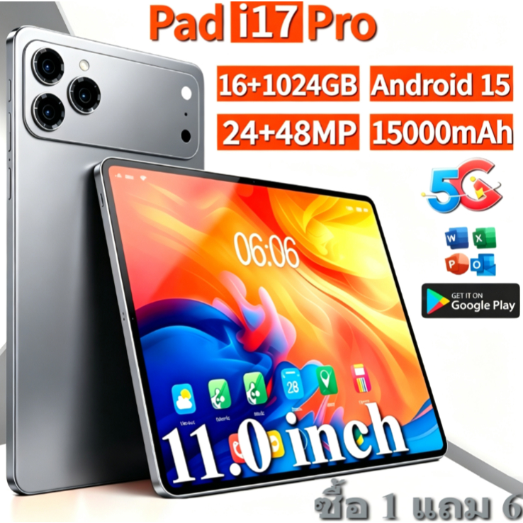 【ของแถมฟรี 6 ชิ้น】แท็บเล็ต i17Pro 11.0 นิ้ว หน้าจอความละเอียดสูง Snapdragon 888 16GB 1024GB ระบบ And