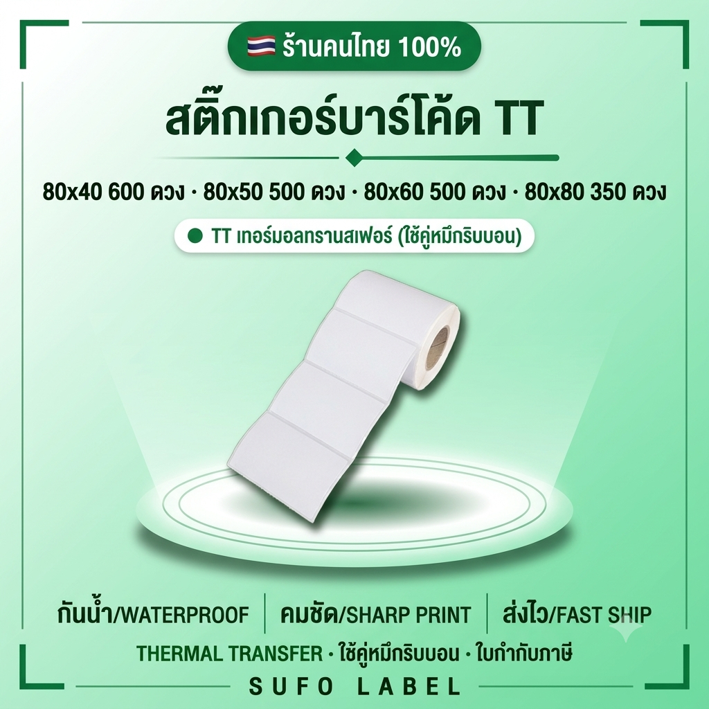 【E-TAX 】 80x40,80x50,80x60,80x80 mm. สติ๊กเกอร์บาร์โค้ด ใช้คู่ริบบอน สติ๊กเกอร์ฉลากยา สติ๊กเกอร์ความร้อน