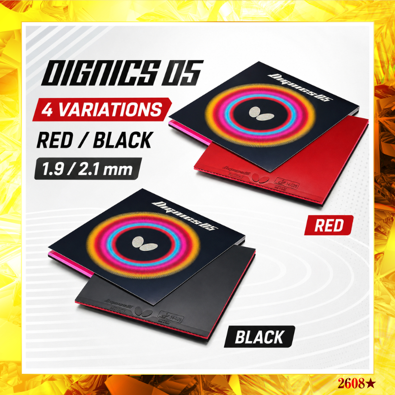 [Butterfly] Dignics 05 06040 Table Tennis Rubber 1.9/2.1mm Red/Black