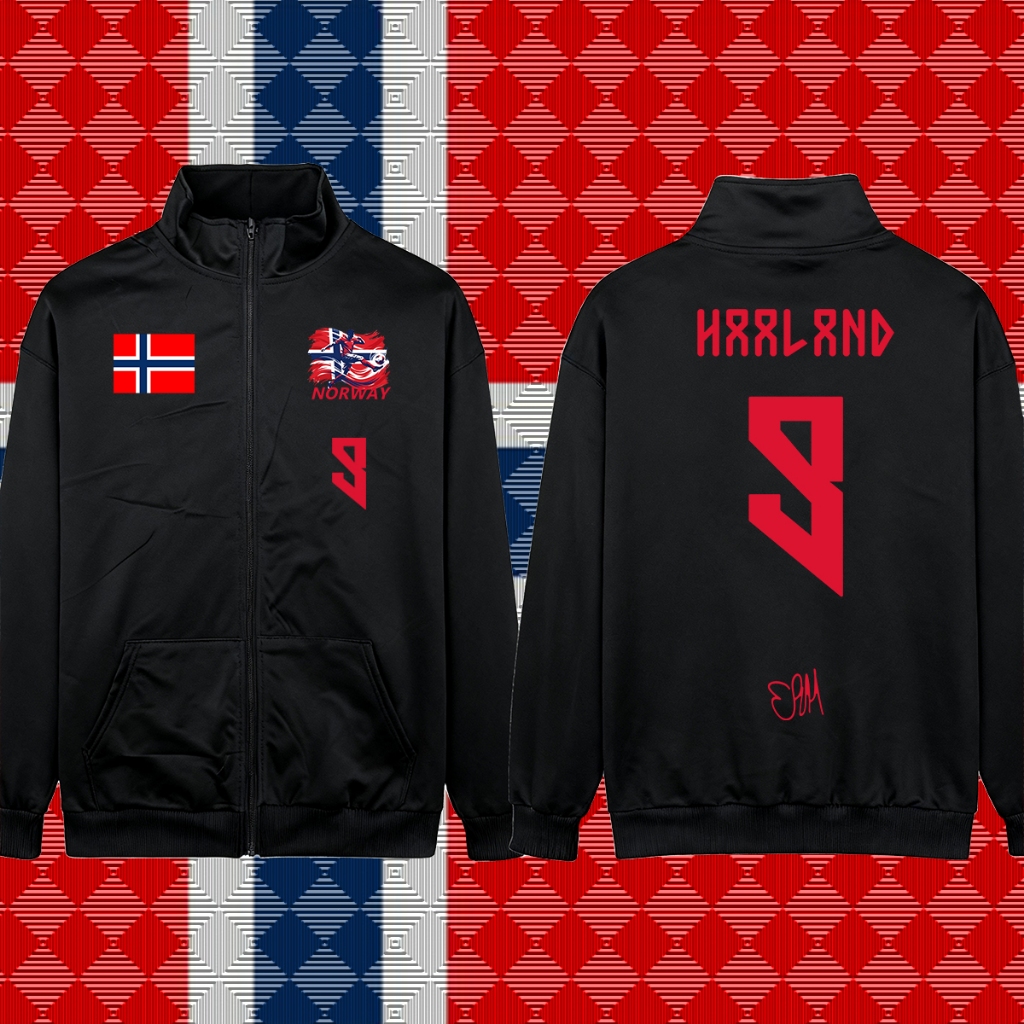 Norway/Erling Braut Haaland No.9 jersey/เสื้อกีฬา/Unisex/ผ้าฝ้าย/cardigan/Football Hoodie/คาร์ดิแกนพ