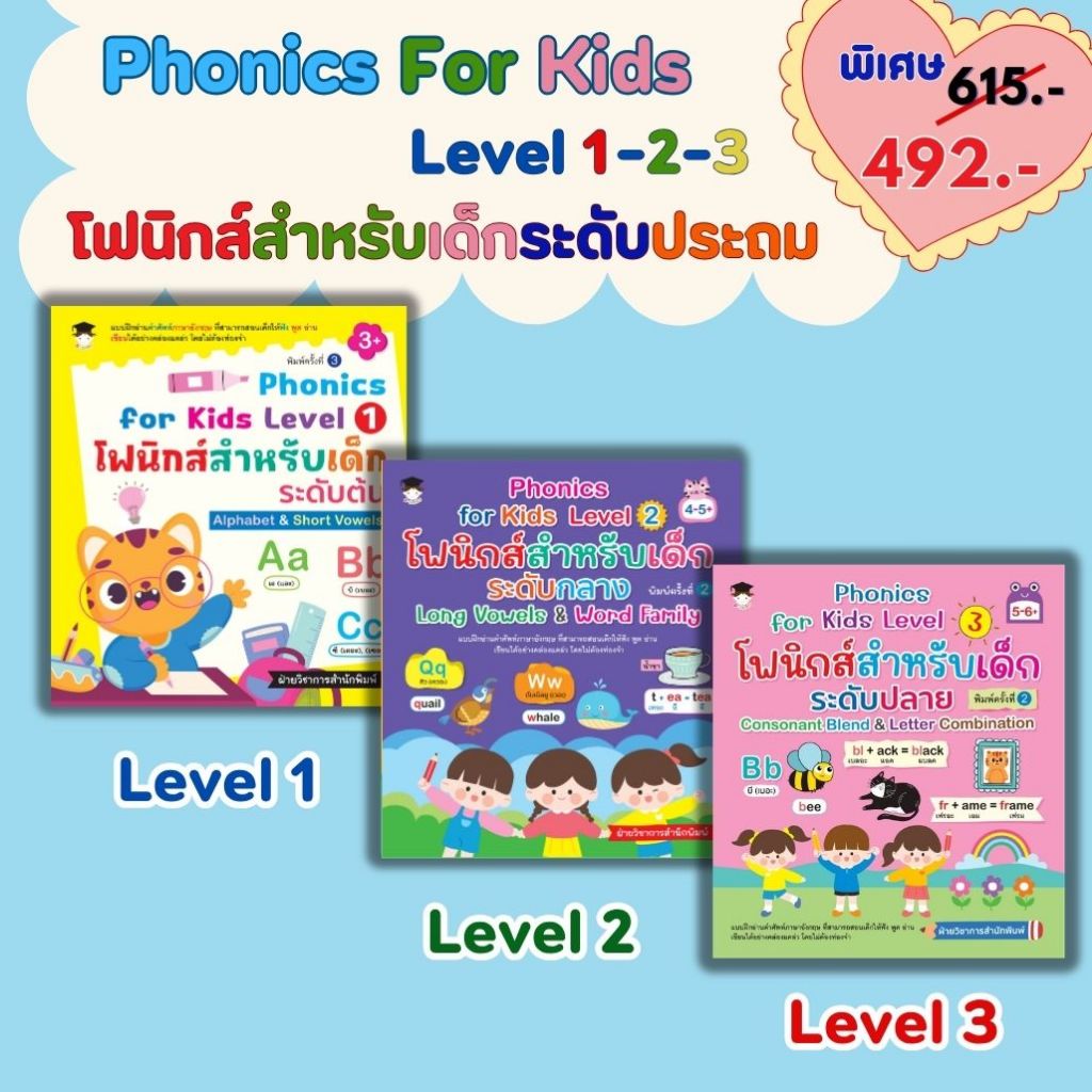 หนังสือเด็ก ชุด Phonics for Kids Level 1-2-3