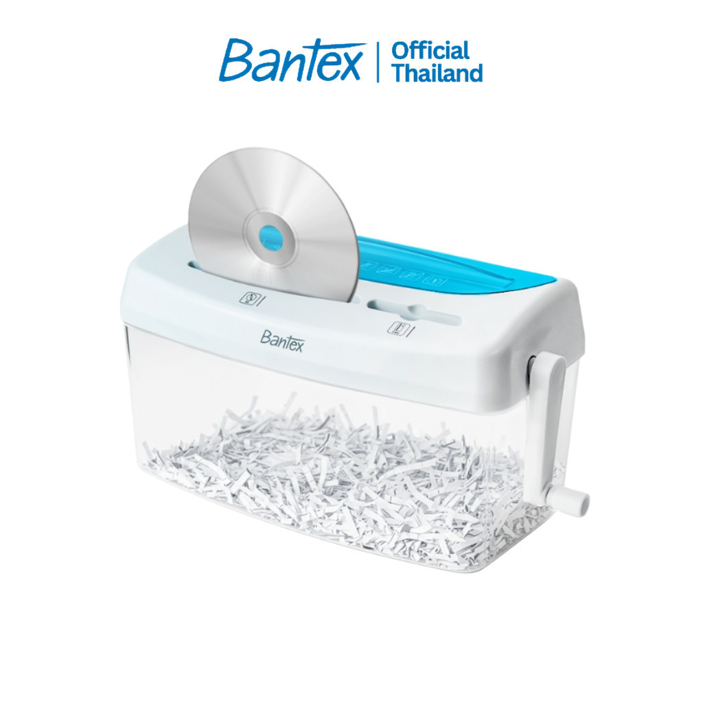 Bantex เครื่องย่อยเอกสาร เครื่องทำลายเอกสาร 4 ลิตร แบบมือหมุน ย่อยCD/บัตรแข็งได้ Paper shredder