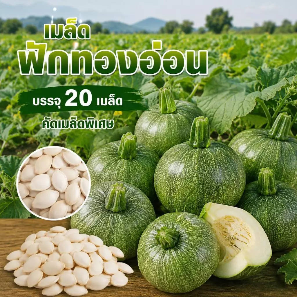 เมล็ดพันธุ์ฟักทองอ่อน ซองละ 20 เมล็ด