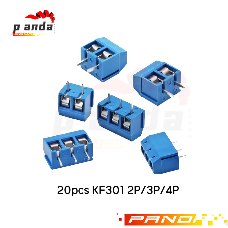 20pcs KF301 2P/3P/4P สีฟ้า KF301-5.0 KF301 สกรู 5.0 มม.ตรง Pin PCB สกรู Terminal Block Connector Splicing ประเภทใหม่