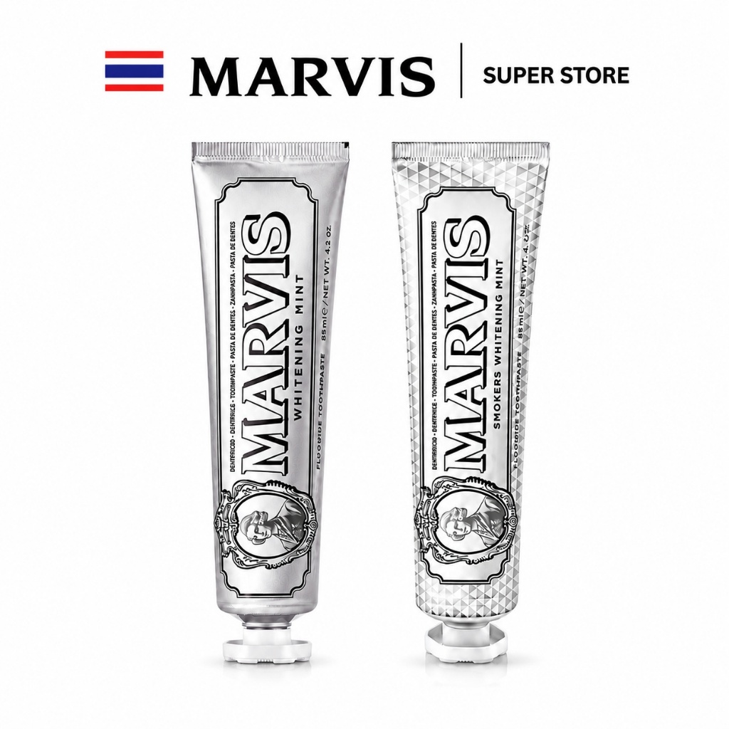 [ ซื้อ 1 แถม 1 ] ของแท้ พร้อมส่ง Marvis ยาสีฟันมาร์วิส ไวท์เทนนิ่ง มินต์ Marvis Whitening Mint 85ml
