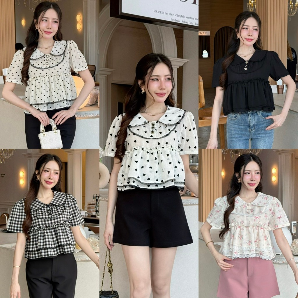 [S-XXL]เสื้อครอประบายชายสองชั้นแต่งลูกไม้